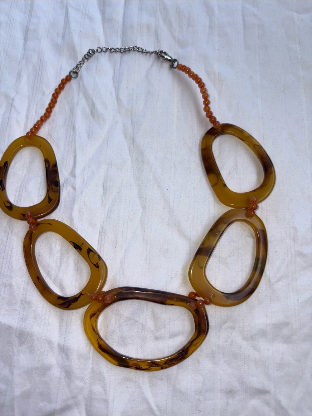 bebe Honey Amber Resin Link Necklace